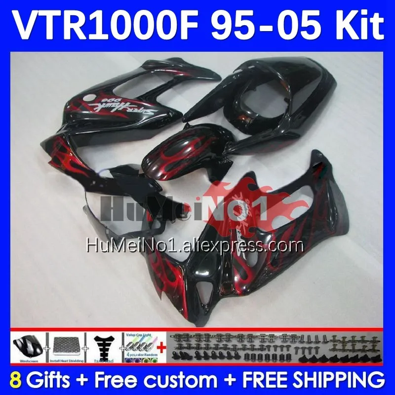 

SuperHawk For HONDA VTR1000F VTR1000 186No.41 VTR 1000 F 1000F 1995 1996 1997 1998 1999 2000 01 02 03 04 05 Fairing red flames