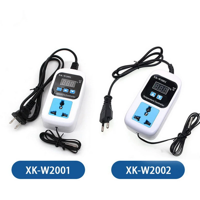 

XK-W2001 W2002 Digital LED Thermometer Temperature Controller Thermostat Incubator Control Delay start With Probe 110-220V 1500W