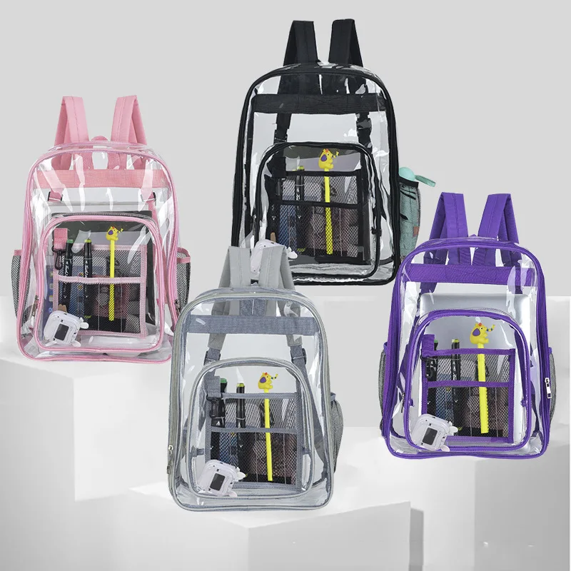 Transparent PVC Bag Waterproof Backpack Unisex Large Capacity Backpack Solid School Clear Backpack Couple Fashion Bagback