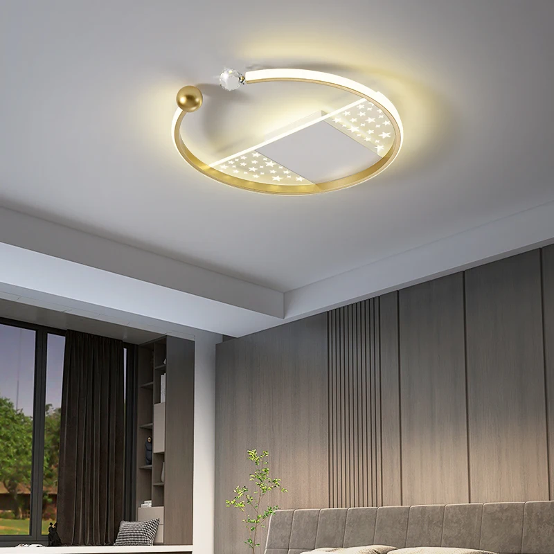 

Bedroom lamp ceiling light luxury crystal Lamp Nordic Network Red Round Master bedroom led light simple modern room lighting