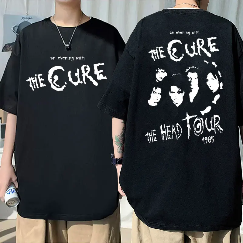 Rock Band The Cure The Head Tour Graphic Tshirt Man Cotton Tees Men's Vintage T-shirt Men Women Hip Hop Punk Oversized T Shirt