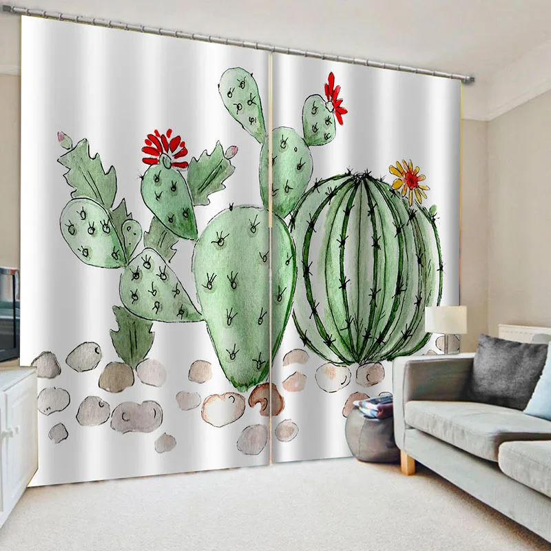 

Cactus Printed Curtains Cactus Spikes Flower in Hot Mexican Desert Sand Curtain Living Room Bedroom Window Drapes