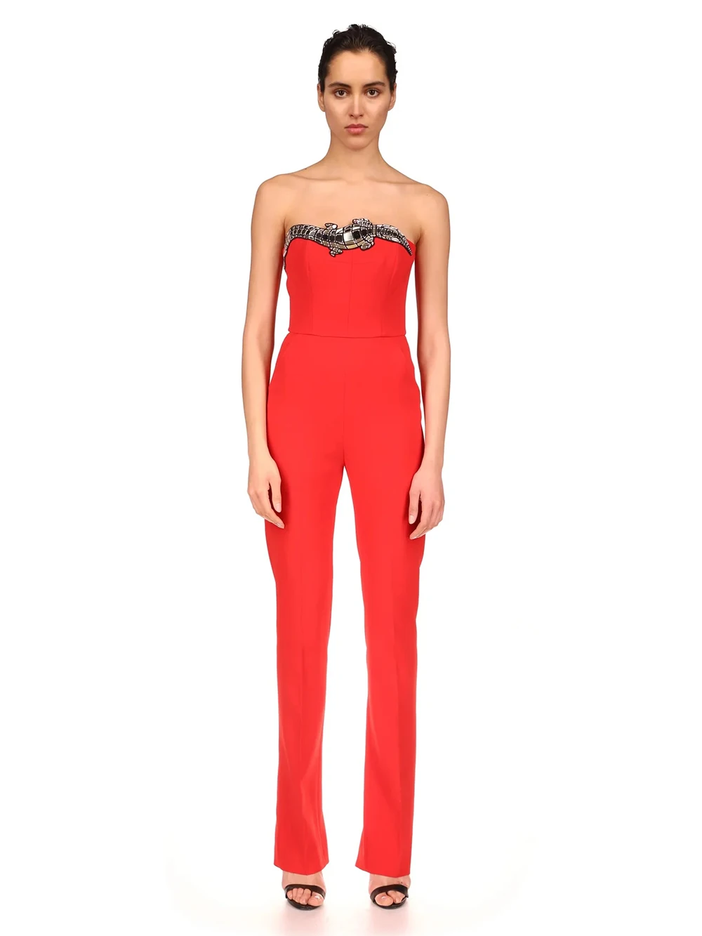 

2023 Summer Women Sequins Bodycon Jumpsuits Sexy Red Elegant Sleeveless Strapless Backless Rompers Female Night Clubwear Overall