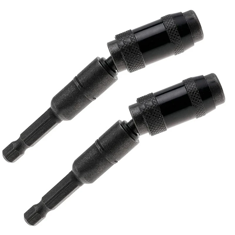 

2 Pcs Magnetic Pivot Drill Bit Holder Tip 1/4Inch 20° Bendable Magnetic Drill Extender Quick Change Locking Bit Black