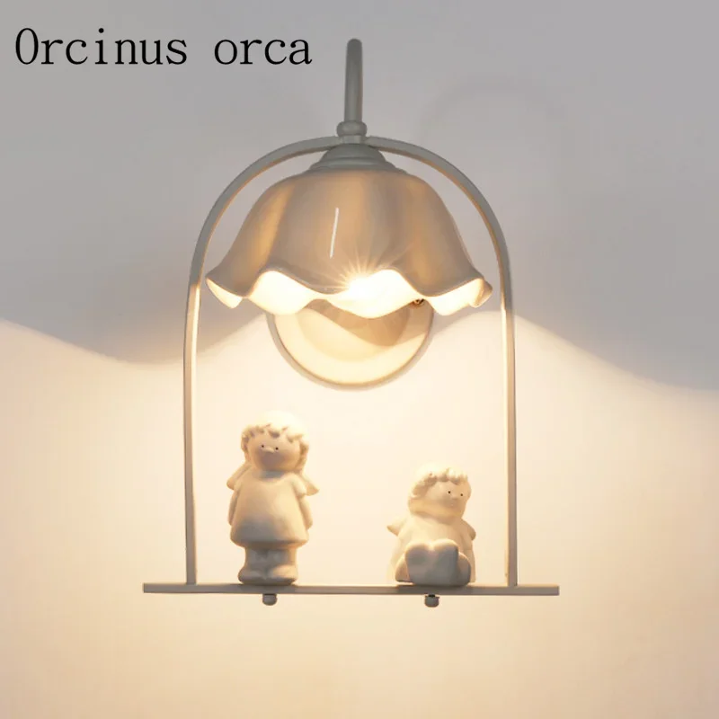 Простой европейский стиль сад ресторан детская комната спальня прикроватная