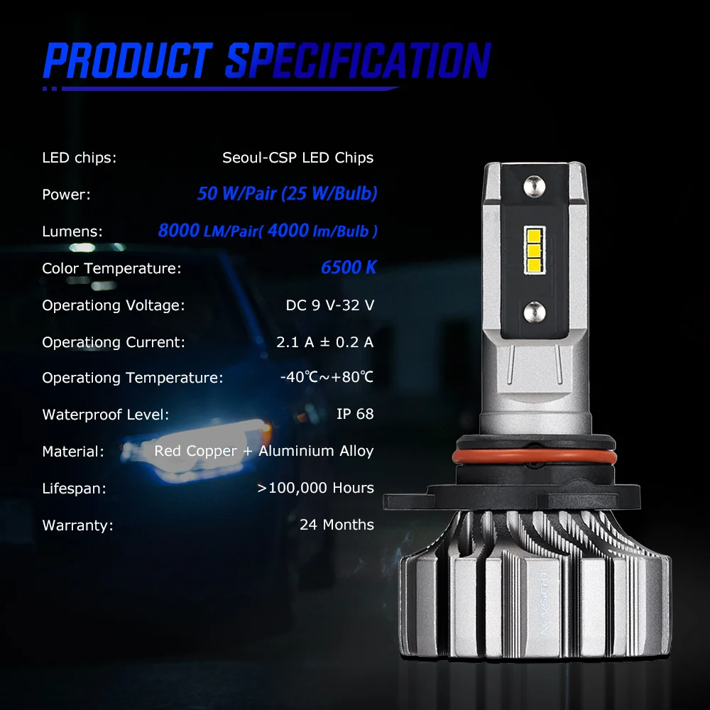 Лампы Автомобильные NOVSIGHT противотуманные лампы H4 Mini Car H7 9005 HB3 9006 HB4 9012 H1 H3 H11 H8 H9 6500