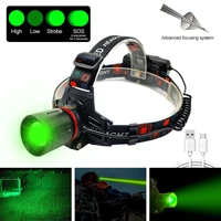1000lm t6 zoomable headlamp greenred hunting headlight outdoor waterproof headlight usb rechargeable camping hiking head lamp