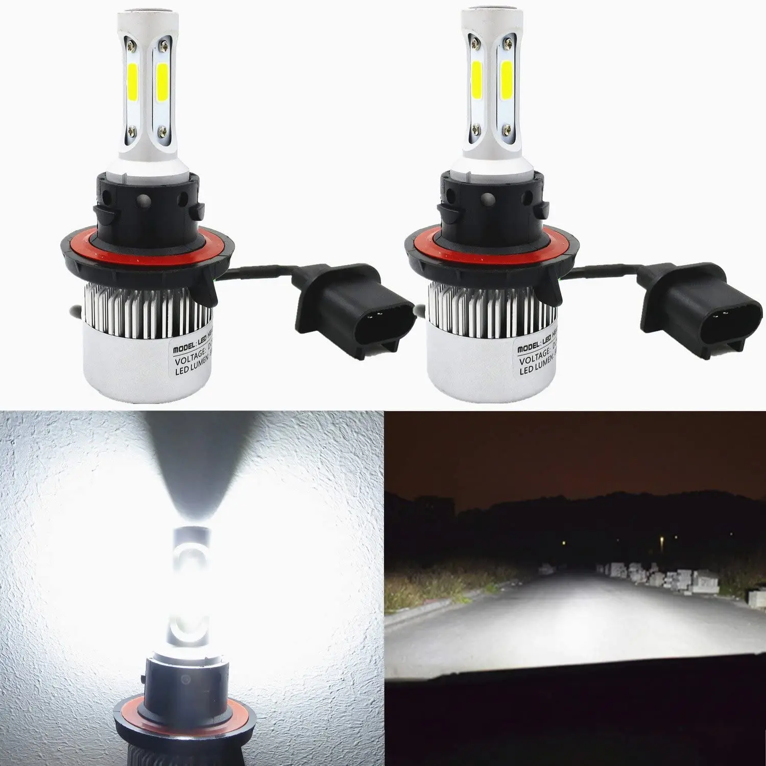 

H13 9008 LED Bulb 6000K 8000 Lumens High Brightness Led Conversion Kit 72W LED Fog Lamp Halogen COB Bulbs Replacement White