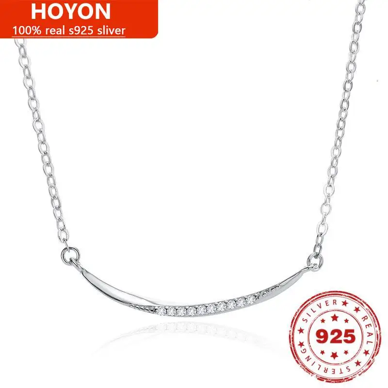 

HOYON Korean fashion authentic s925 sterling silver necklace female all-match design smile clavicle chain jewelry ins style