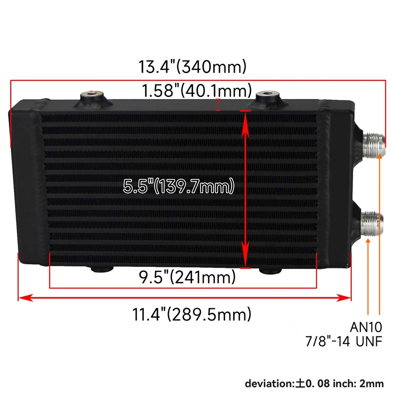 Маленький двойной проходной масляный радиатор "Core" с фильтром и адаптером термостатического клапана 80 градусов.
