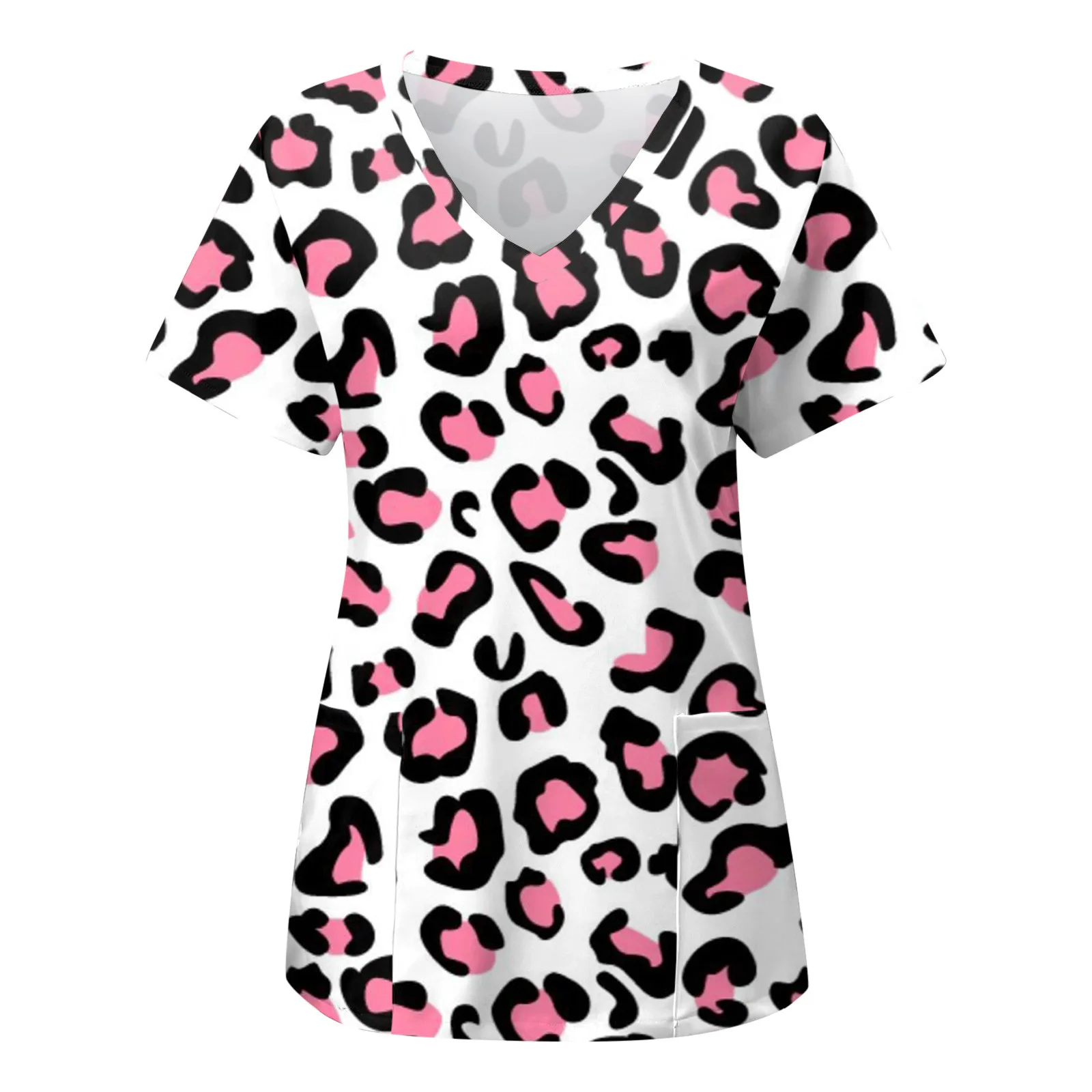 

Униформа медсестры на День святого Валентина, женская розовая блузка с коротким рукавом и карманами с принтом сердца для медсестры, рабочая...