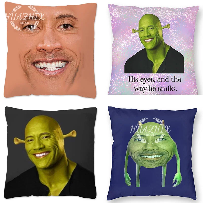 

The Rock Face Dwayne Cushion American Actor Johnson Pillowcover Sofa Home Decorative Bedroom Square Polyester Body Throw Pillow