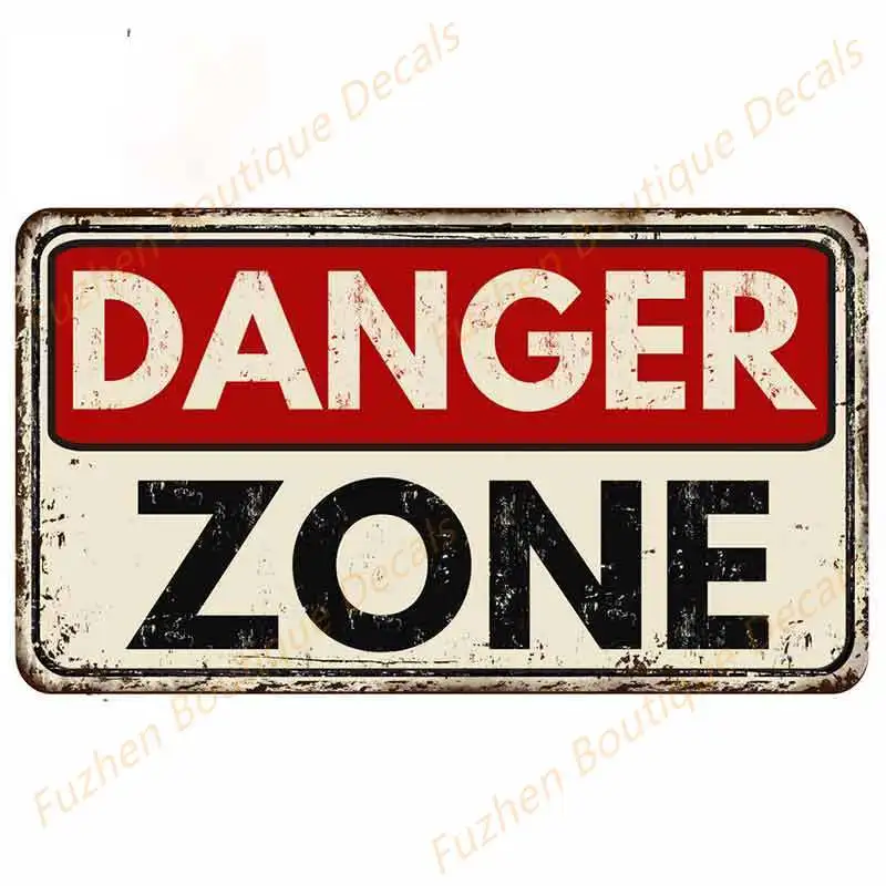 

Fuzhen Boutique Decals Exterior Accessories Danger Zone Vintage Rusty Metal Creative Car Sticker DIY Custom Printing Decal