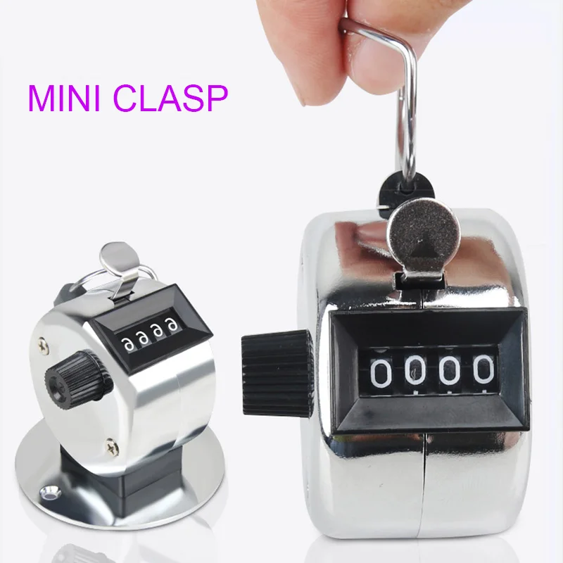 

4 Models With Thicker Base Mini 0-9999 Counter Metal Case Manual Four-Digit Counter Hand Tally Counters Clicker Measuring Tool