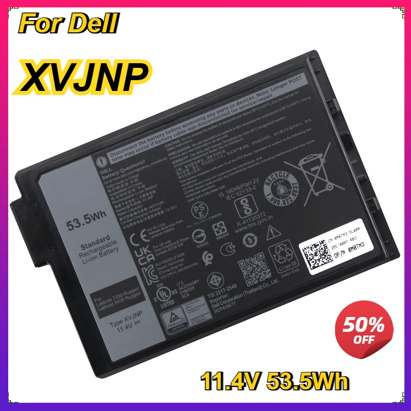 Фото Аккумулятор для ноутбука XVJNP для DELL Latiude 5430 7330 6JRCP 11,4 В 53,5 Втч Аккумулятор для ноутбука Dell №1