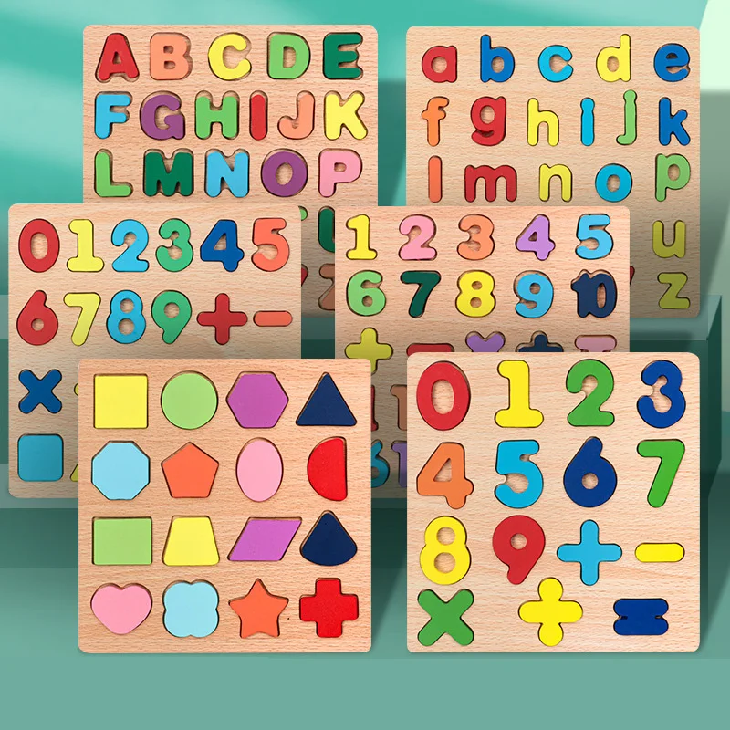 

3D Three-dimensional Wooden Puzzle Digital Puzzle Board Building Block Pairing Grab Board Baby Puzzle Toy