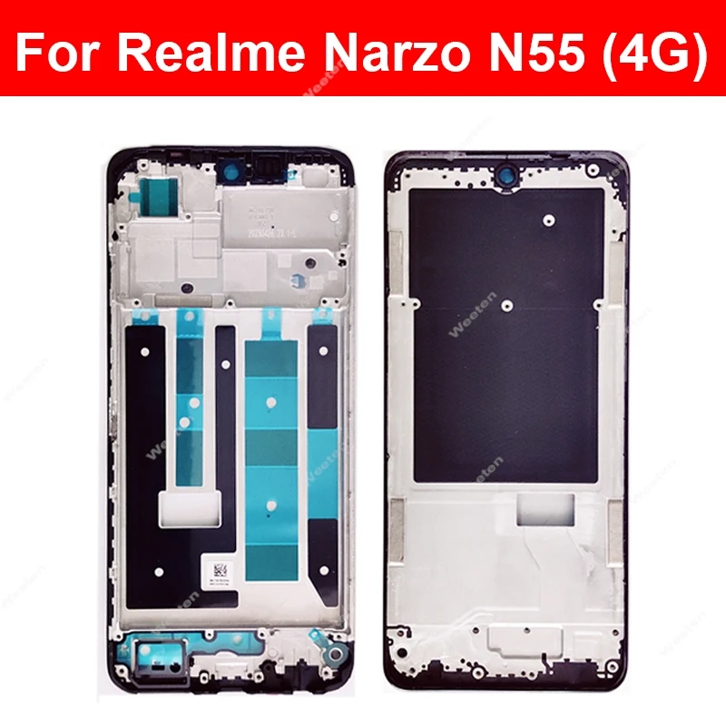 Для Realme Narzo N53 N55 N63 N65 Note 50 4G 5G Передняя рамка Корпус ЖК-дисплея Крышка корпуса
