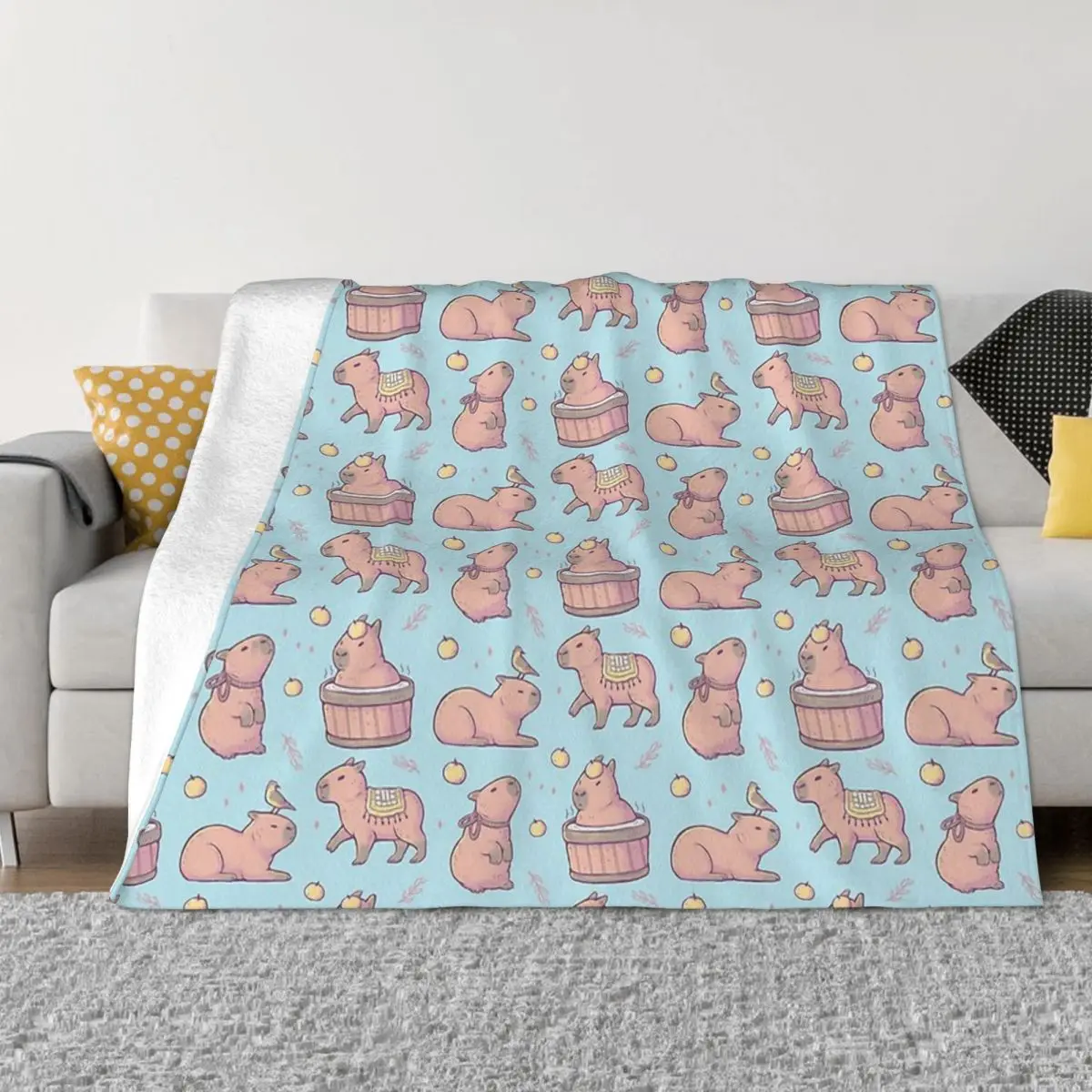 

Capybara Blanket Flannel Spring Autumn More Capybaras Warm Throws For Winter Bedding
