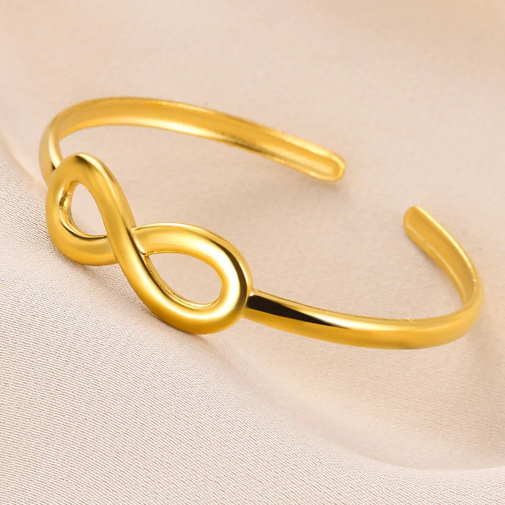 Золотой цвет браслет со знаком бесконечности для женщин эффектные браслеты с