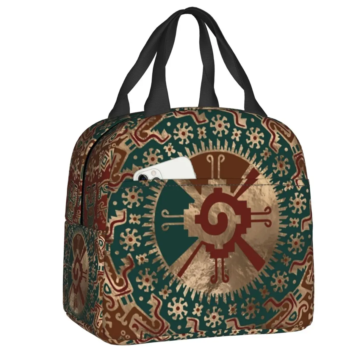

Изолированные сумки для обеда Mayan Aztec Hunab Ku Symbol для школы и офиса, герметичный термоохладитель, коробка для бенто для женщин и детей