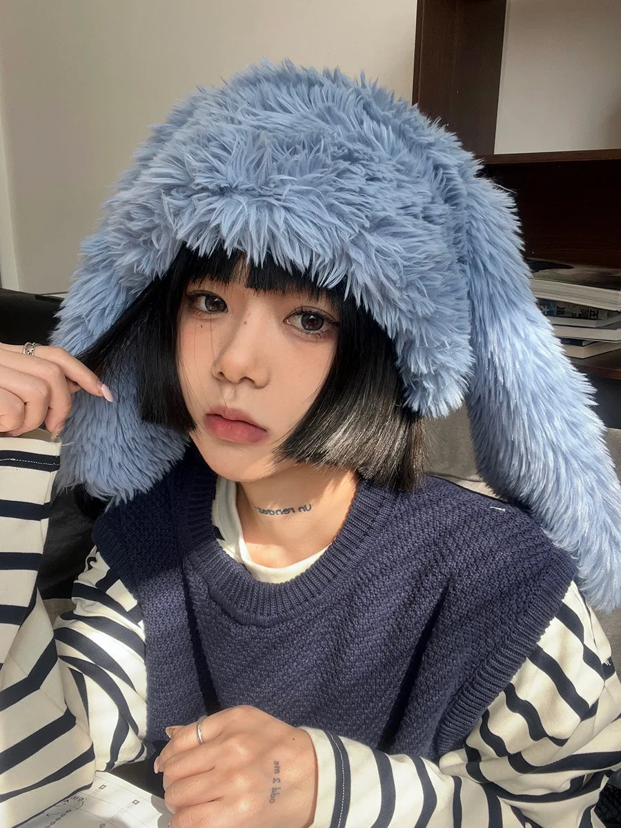 

Забавный маленький кролик, милая осенне-зимняя утолщенная теплая пушистая шапка Baotou, сетчатая, красная роза