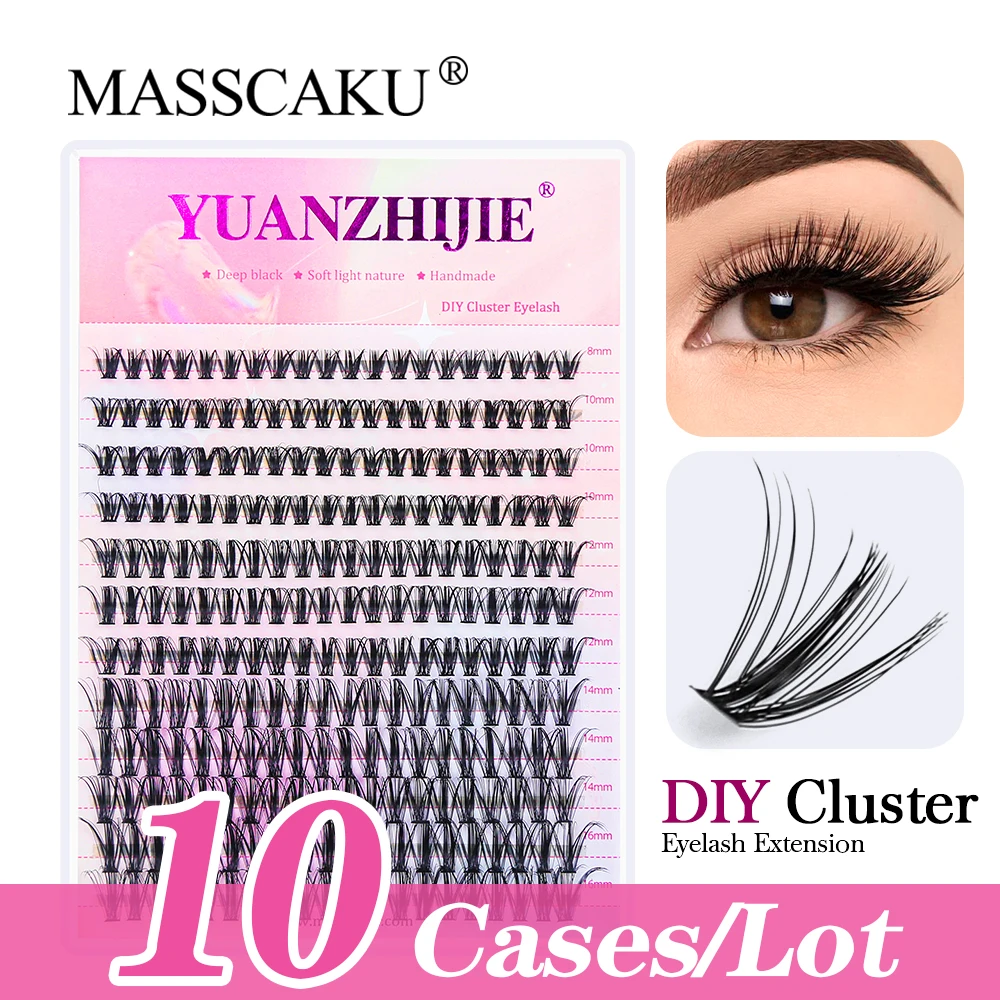 

MASSCAKU Cluster False Eyelashes Professional 30P 0.07C Curl 8-16mm Mixed Natural Silk Eyelashe(10 pcs/lot)