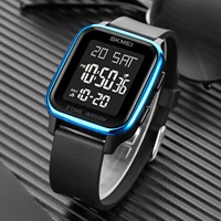 skmei mens digital watch dual time countdown 50m waterproof large screen led display multifunctional sports wrist watch1858