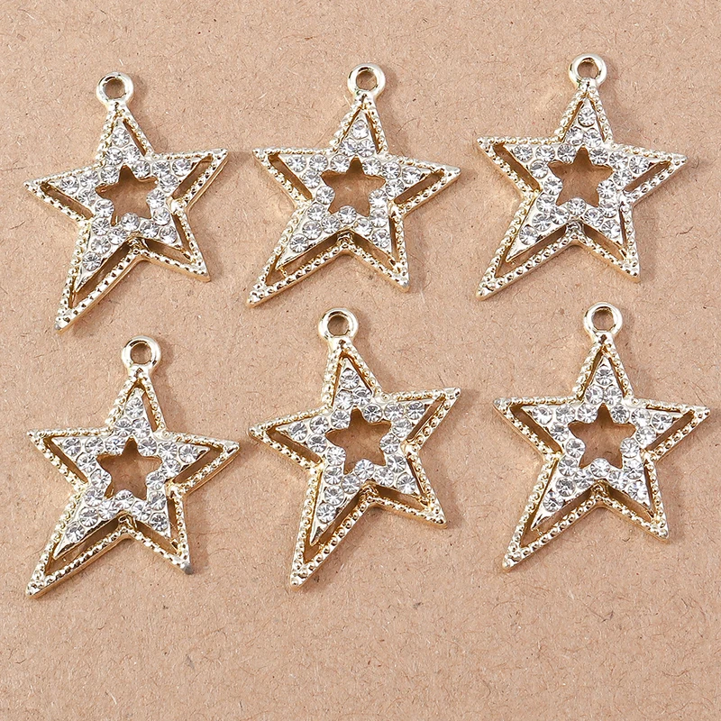

10pcs 20x27mm Cute Crystal Star Charms for Jewelry Making Women Fashion Drop Earrings Pendant Necklaces DIY Bracelets Craft Gift