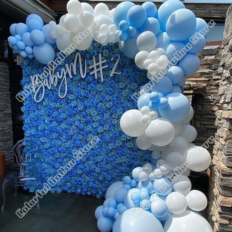 

Воздушные шары для дня рождения, свадебный воздушный шар из синего латекса, Белая Гирлянда для воздушных шаров, праздничное украшение для д...