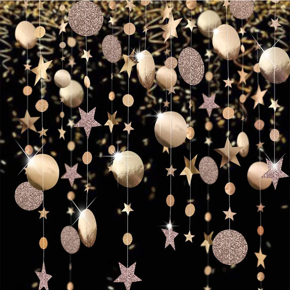 

Paper Garland Mirror Gold Paper Leaf Garlands Decorations Hanging Decor For Birthday Wedding Xmas Party Christmas Decoration