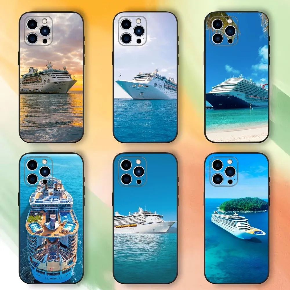 Роскошный чехол для телефона с круизным кораблем iPhone 16 15 14 13 12 11 Plus Pro Max XS XR SE Mini 8 7