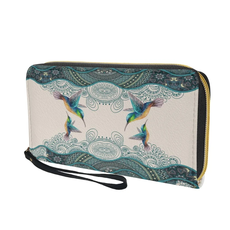 Belidome Hummingbird Floral Womens Wristlet Wallet Soft Leather Zipper Long Purse RFID Blacking Card Holder Clutch Organizer