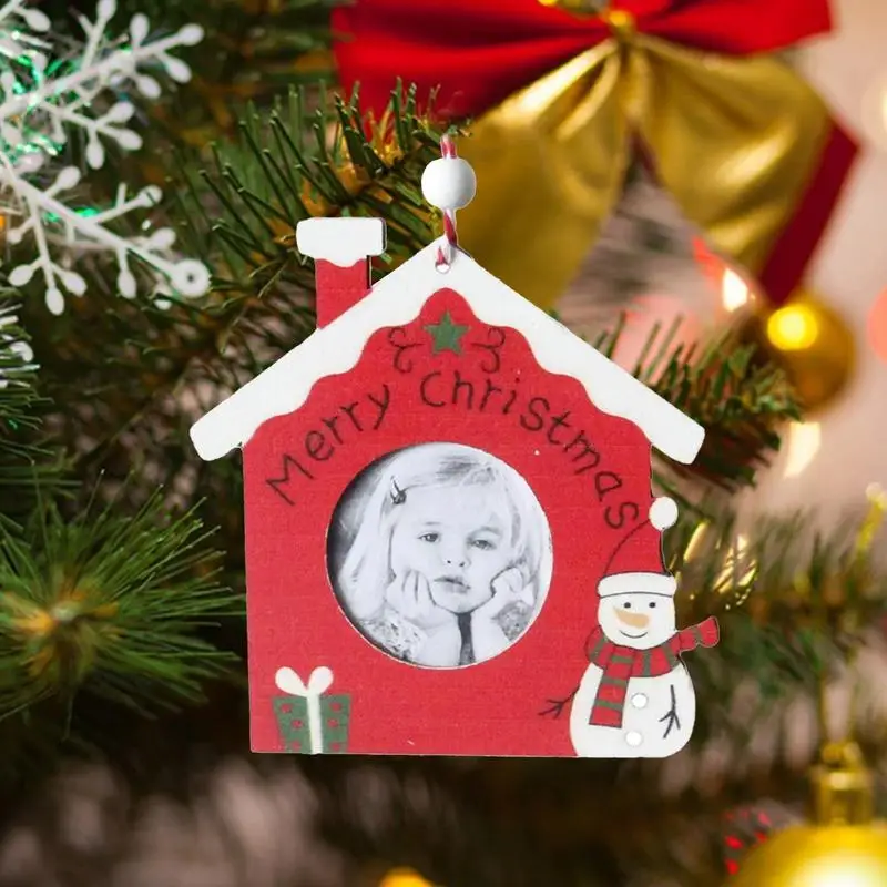 

Christmas Photo Frame Picture Ornaments Wooden Xmas Ornament for Car Pendants Home Christmas Decorations Holiday Keepsake Gift