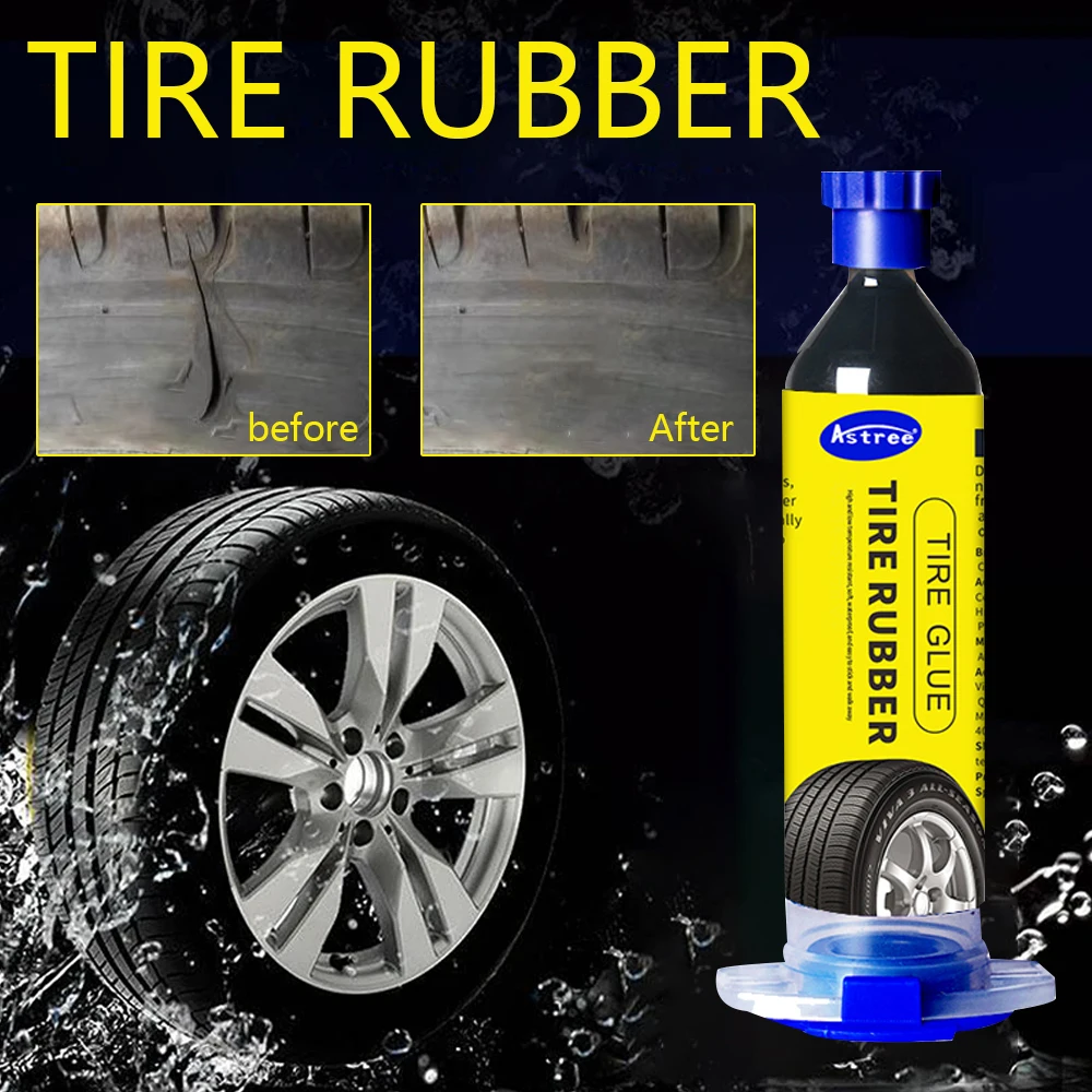 

Astree Car Tyre Repair Glue Motorcycle Bike Tire Black Glue Rapid Repair Wheel Repairing for Car Care