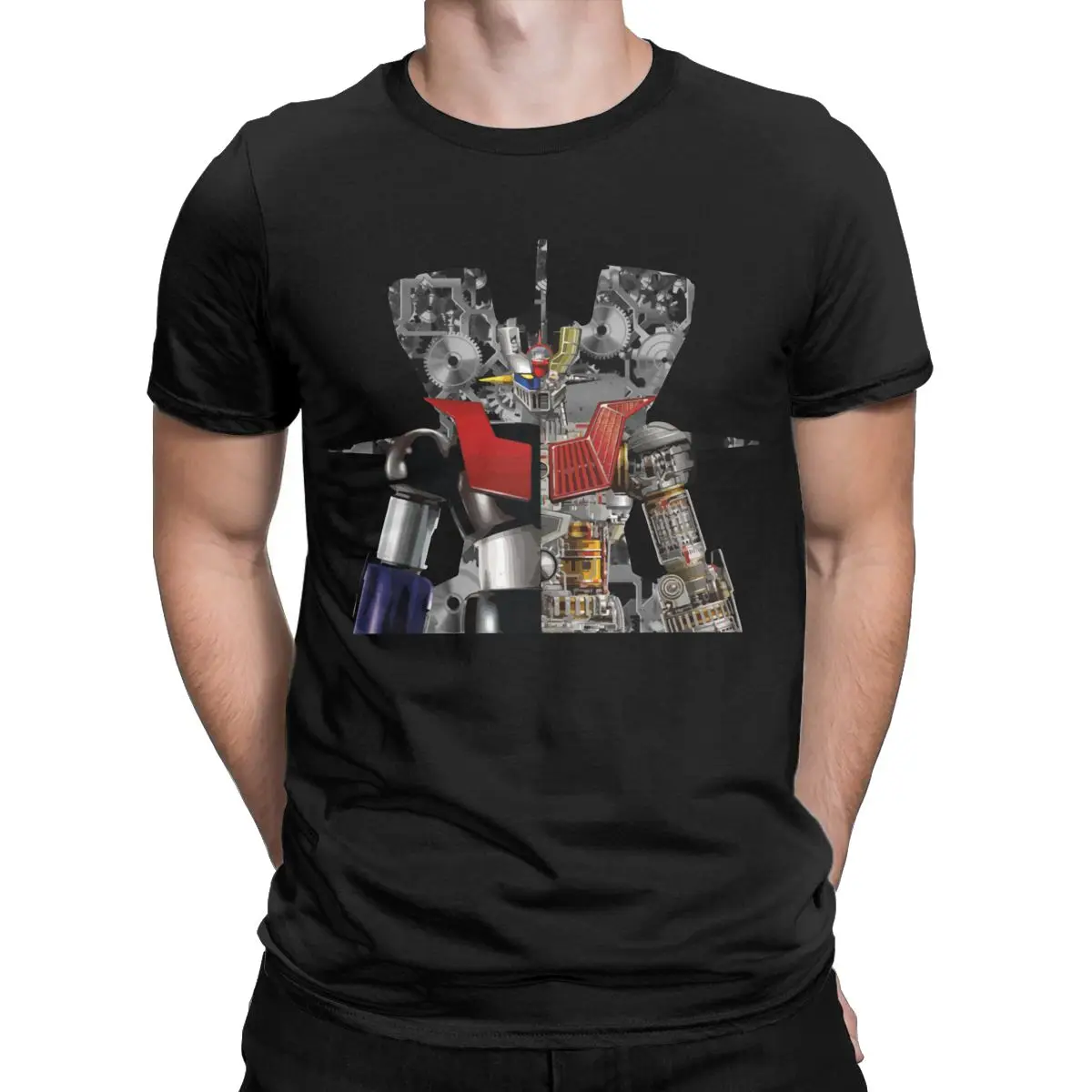 

Mazinger Z Men's clothing Pure Cotton Funny T-Shirt O Neck 70s anime Tee Shirt Short Sleeve Clothing Gift Idea