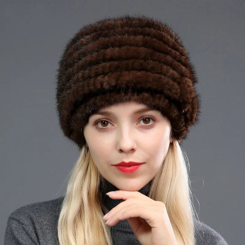 

Шапка из высококачественного меха для женщин среднего и пожилого возраста Роскошная шапка из меха норки Зимняя Новая плотная теплая модная меховая шапка