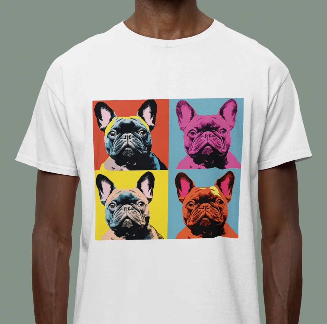 Футболка Frenchie с собакой французского бульдога в стиле поп-арт Warhol унисекс