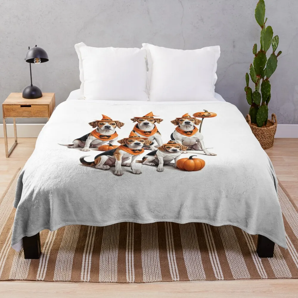 Счастливый Хэллоуин плед с изображением бигля и собак термобелье для