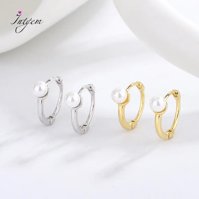 

Женские серьги-кольца из серебра 925 пробы, с жемчугом