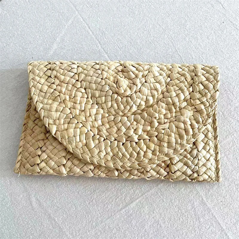 

New Corn Fur Woven Bag Clutch Bag Women's Large Capacity Clip Bag Hand Woven Bag Mobile Phone Bag Casual Coin Purse For Ladies
