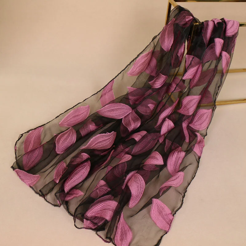 

Simulation Silk Scarf 2022 Autumn And Winter New Women's Organza Semi-transparent Scarf Fashion Hollow Printed Silk Scarf