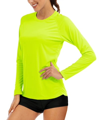 KEFITEVD Женская футболка с длинным рукавом, быстро сохнущая, с защитой от солнца/УФ-лучей UPF 50+, для плавания, активного отдыха и походов на природу