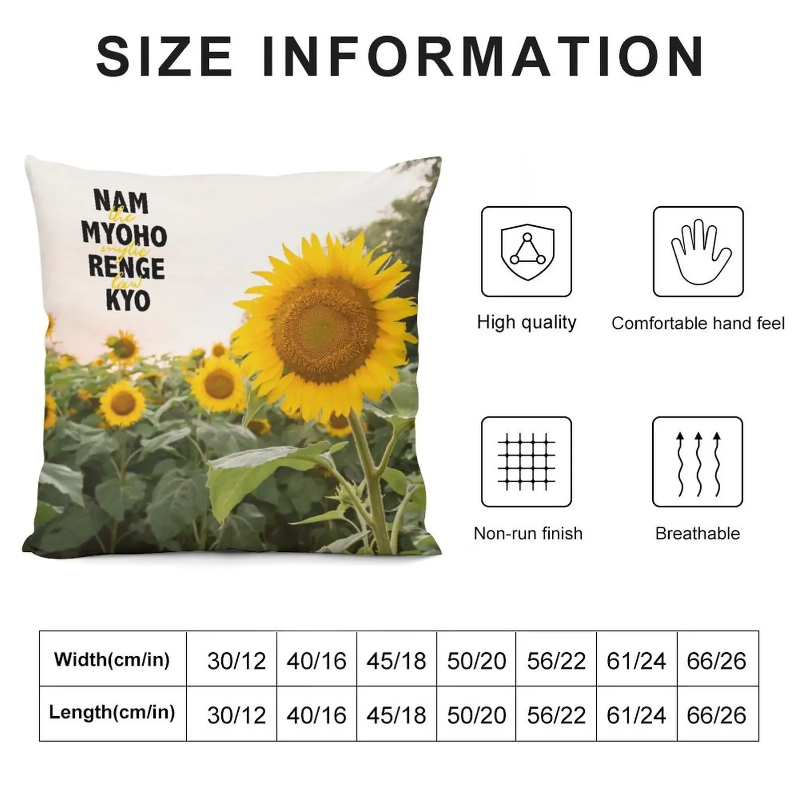 Nam Myoho Renge Kyo Ярко-желтая подушка с подсолнухом Роскошный чехол для подушки Подушка