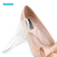 2pcspair foot arch support pad hind foot shoe pads flat foot correction transparent non slip silicone insole feet health tools