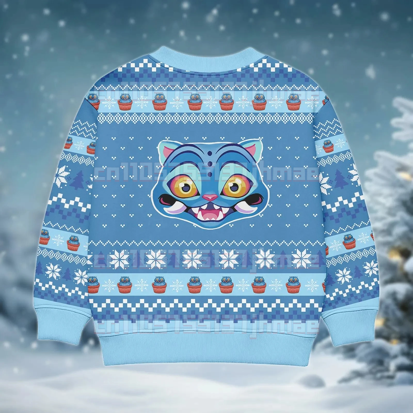 Фото [Новое поступление] Детский свитшот Derpy Tiger Christmas Edition, милый узор снежинки, универсальный топ для вечеринок и повседневной носки №4