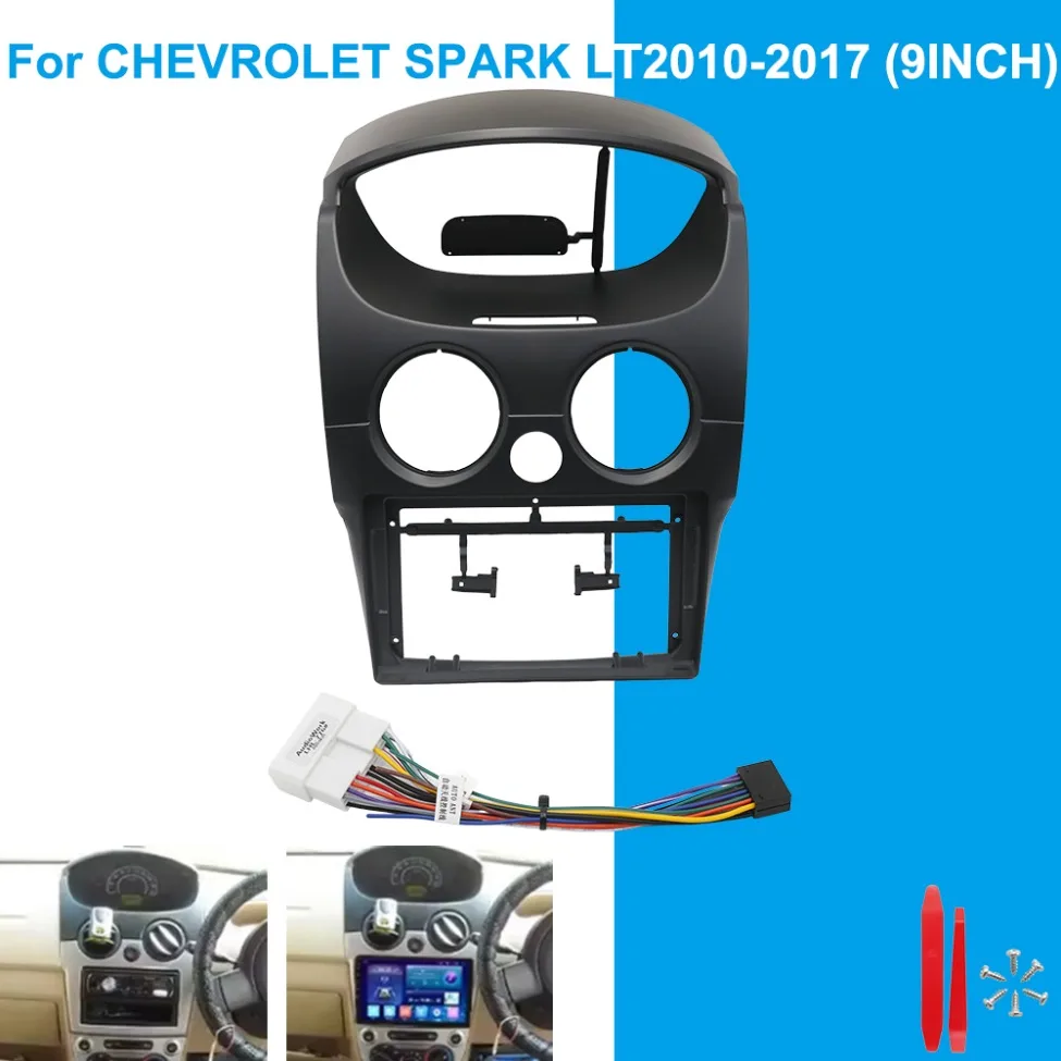 Фото Рамка-переходник 9 дюймов для автомагнитолы Chevrolet Spark LT 2010-2017, комплект для установки стереосистемы на приборную панель №1