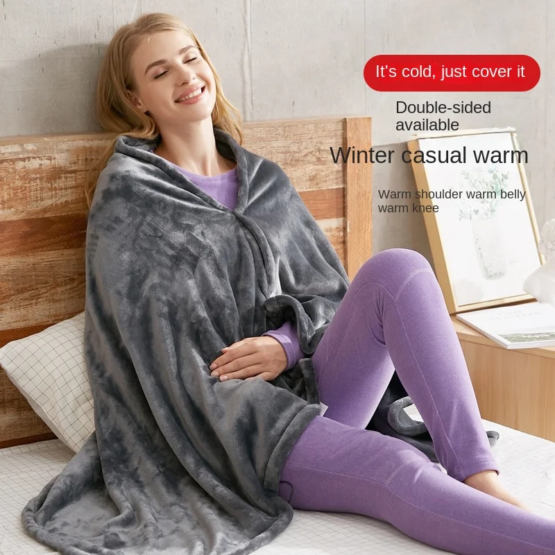 Physiotherapy Electric Blanket Plush Electric Heating Blanket Office Nap Wool Blanket Heating Shawl Heated Blanket USB Interface