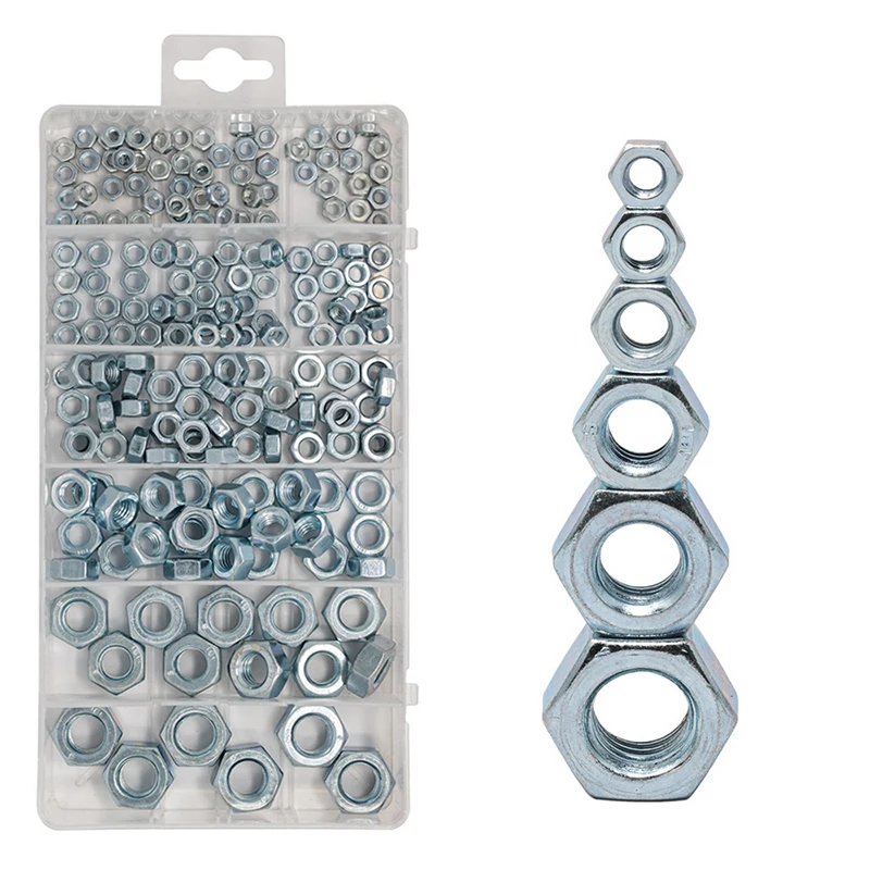 

Hex Nuts Metal Lock Nut 190Pcs Hexagon Nylon Insert Lock Nut Assortment Kit Hex Self Locking Nylock Locknut Set