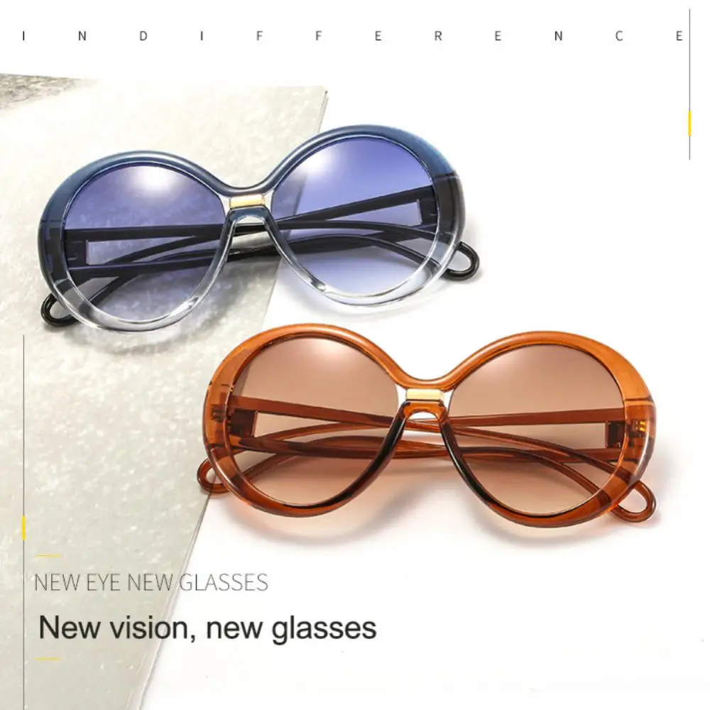 

New Round Frame Sunglasses Women Retro Brand Designer Brown Black Oversized Lady Sun Glasses Female Fashion Outdoor Driving
