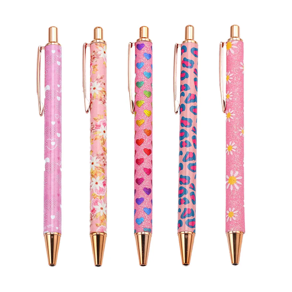 

Набор Металлических Шариковых Ручек Lytwtw's Press, 5 Шт., Милые Розовые Кавайные Вращающиеся Офисные Школьные Принадлежности